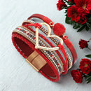 Pulseira Lumina Love | Couro Multicamadas & Coração Dourado