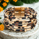 Pulseira Luxury Panther | Couro Multicamadas & Design de Leopardo