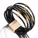 Pulseira Luxury Panther | Couro Multicamadas & Design de Leopardo