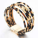 Pulseira Luxury Panther | Couro Multicamadas & Design de Leopardo