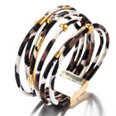 Pulseira Luxury Panther | Couro Multicamadas & Design de Leopardo