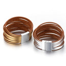 Pulseira Arco Radiante | Tiras de Couro Brilhantes