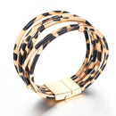 Pulseira Luxury Panther | Couro Multicamadas & Design de Leopardo