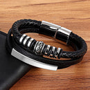 Pulseira Valiant Ring | Couro Multicamadas & Anel de Aço
