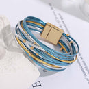 Pulseira Fios Nobres | Tiras de Couro & Contas Douradas
