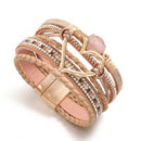 Pulseira Lumina Love | Couro Multicamadas & Coração Dourado