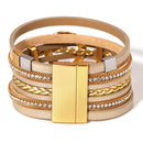 Pulseira Anjo Divino | Couro Multicamadas & Joias Alinhadas