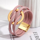 Pulseira Solarie | Couro Envoltório & Elo Dourado