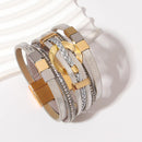 Pulseira Anjo Divino | Couro Multicamadas & Joias Alinhadas