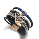Pulseira Lumina Love | Couro Multicamadas & Coração Dourado