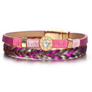 Pulseira Elysian Lux | Couro Trançado & Diamante Central