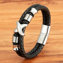 Pulseira Nexus Prime | Couro Duplo & Pingente em X