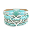 Pulseira Lumina Love | Couro Multicamadas & Coração Dourado