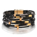Pulseira Luxury Panther | Couro Multicamadas & Design de Leopardo