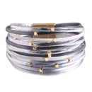 Pulseira Fios Nobres | Tiras de Couro & Contas Douradas