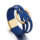 Pulseira Solarie | Couro Envoltório & Elo Dourado