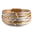 Pulseira Fios Nobres | Tiras de Couro & Contas Douradas