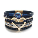 Pulseira Lumina Love | Couro Multicamadas & Coração Dourado