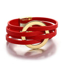 Pulseira Solarie | Couro Envoltório & Elo Dourado