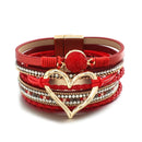 Pulseira Lumina Love | Couro Multicamadas & Coração Dourado