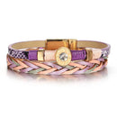Pulseira Elysian Lux | Couro Trançado & Diamante Central