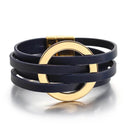 Pulseira Solarie | Couro Envoltório & Elo Dourado