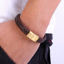 Pulseira Terra Steel | Couro Trançado & Design Simples