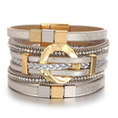 Pulseira Anjo Divino | Couro Multicamadas & Joias Alinhadas