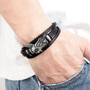 Pulseira Sky Hunter | Águia de Aço & Couro Triplo