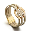 Pulseira Solarie | Couro Envoltório & Elo Dourado