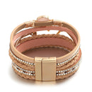 Pulseira Lumina Love | Couro Multicamadas & Coração Dourado