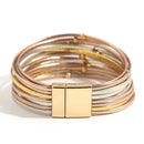 Pulseira Fios Nobres | Tiras de Couro & Contas Douradas