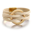 Pulseira Solarie | Couro Envoltório & Elo Dourado