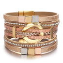 Pulseira Anjo Divino | Couro Multicamadas & Joias Alinhadas