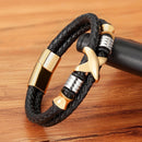 Pulseira Nexus Prime | Couro Duplo & Pingente em X