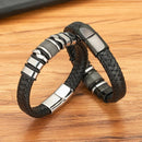 Pulseira Iron Link | Couro Trançado & Correntes de Aço