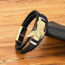 Pulseira Sky Hunter | Águia de Aço & Couro Triplo