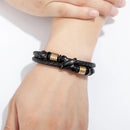 Pulseira Nexus Prime | Couro Duplo & Pingente em X