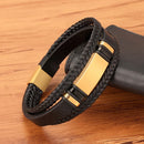 Pulseira Centurion | Couro Triplo & Barra de Aço