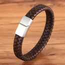 Pulseira Terra Steel | Couro Trançado & Design Simples