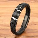 Pulseira Iron Link | Couro Trançado & Correntes de Aço
