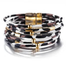 Pulseira Luxury Panther | Couro Multicamadas & Design de Leopardo