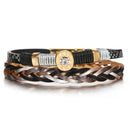 Pulseira Elysian Lux | Couro Trançado & Diamante Central