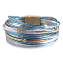 Pulseira Fios Nobres | Tiras de Couro & Contas Douradas