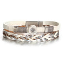 Pulseira Elysian Lux | Couro Trançado & Diamante Central