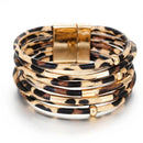 Pulseira Luxury Panther | Couro Multicamadas & Design de Leopardo