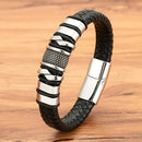 Pulseira Iron Link | Couro Trançado & Correntes de Aço