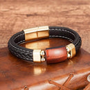 Pulseira Magnum | Couro Trançado & Pedra Geométrica