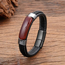 Pulseira Tauren | Couro Trançado & Pedra Natural