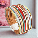 Pulseira Arco Radiante | Tiras de Couro Brilhantes